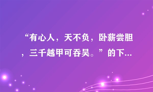 “有心人，天不负，卧薪尝胆，三千越甲可吞吴。”的下一句是什么？