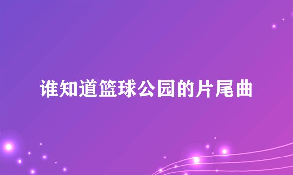 谁知道篮球公园的片尾曲