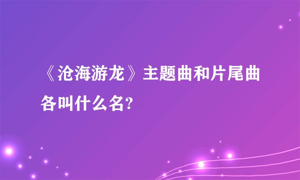 《沧海游龙》主题曲和片尾曲各叫什么名?