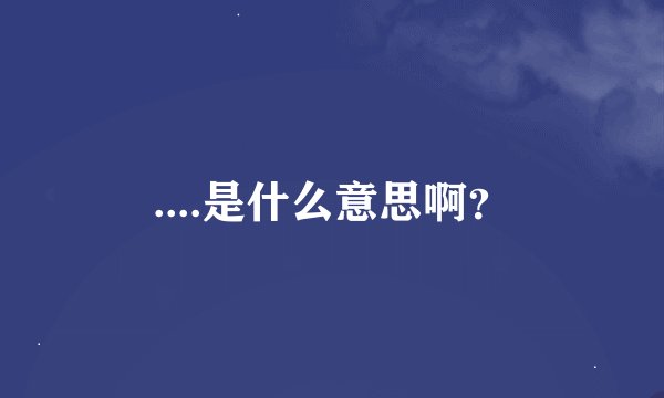 ....是什么意思啊？