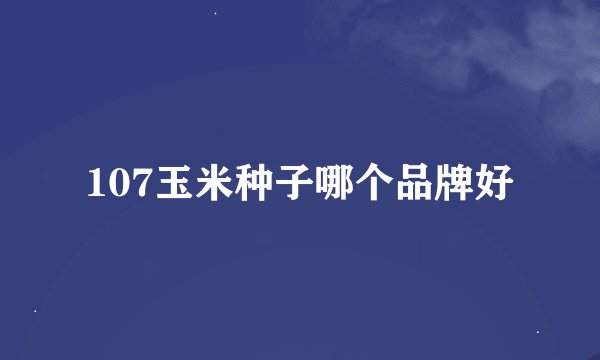 107玉米种子哪个品牌好