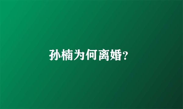 孙楠为何离婚？
