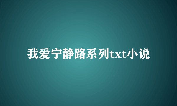 我爱宁静路系列txt小说