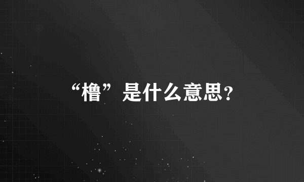 “橹”是什么意思？