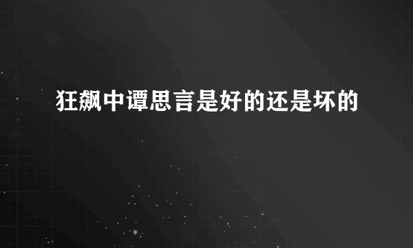 狂飙中谭思言是好的还是坏的