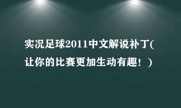 实况足球2011中文解说补丁(让你的比赛更加生动有趣！)