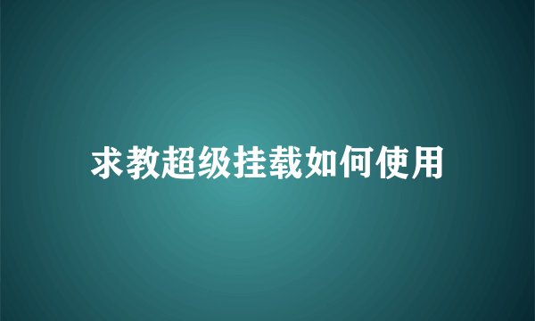 求教超级挂载如何使用
