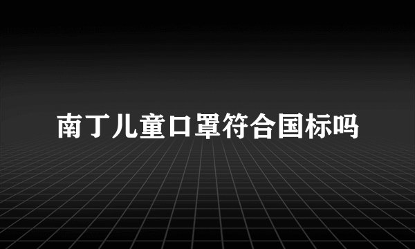 南丁儿童口罩符合国标吗