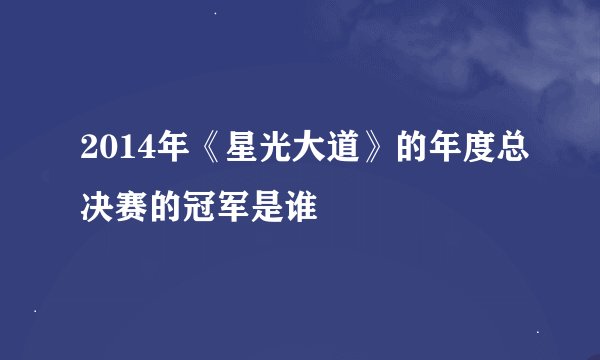 2014年《星光大道》的年度总决赛的冠军是谁