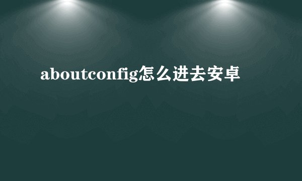 aboutconfig怎么进去安卓