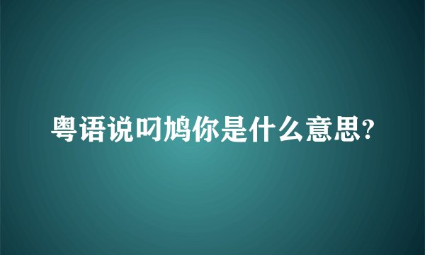 粤语说叼鸠你是什么意思?