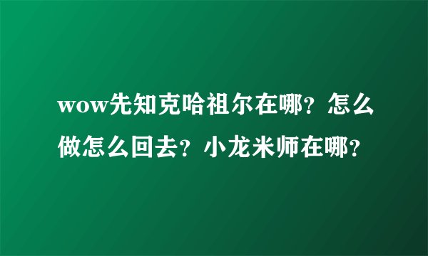 wow先知克哈祖尔在哪？怎么做怎么回去？小龙米师在哪？