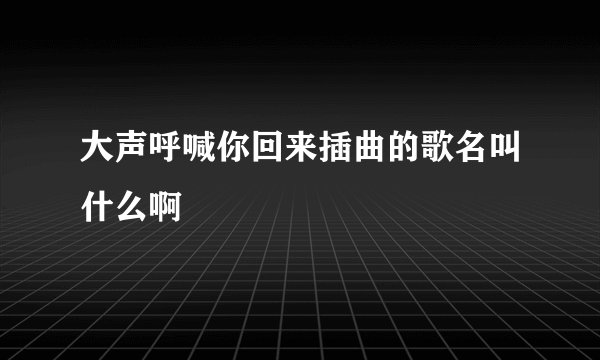 大声呼喊你回来插曲的歌名叫什么啊