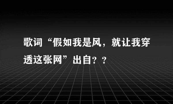 歌词“假如我是风，就让我穿透这张网”出自？？