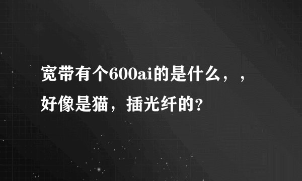 宽带有个600ai的是什么，，好像是猫，插光纤的？