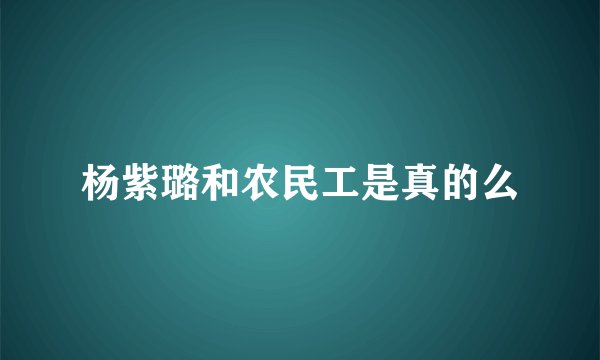 杨紫璐和农民工是真的么