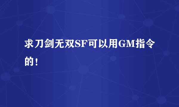 求刀剑无双SF可以用GM指令的！