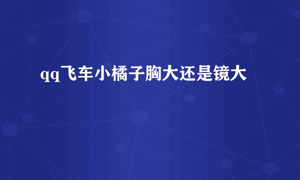 qq飞车小橘子胸大还是镜大