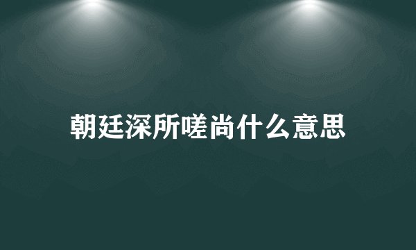 朝廷深所嗟尚什么意思
