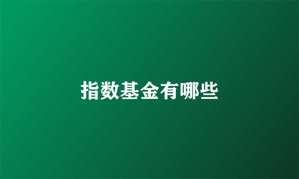 指数基金有哪些