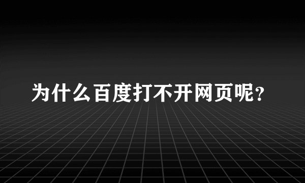 为什么百度打不开网页呢？
