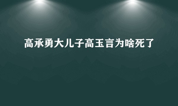高承勇大儿子高玉言为啥死了