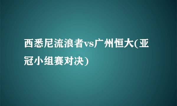 西悉尼流浪者vs广州恒大(亚冠小组赛对决)