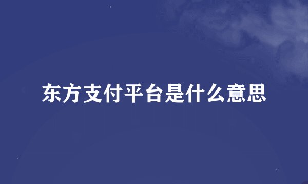 东方支付平台是什么意思