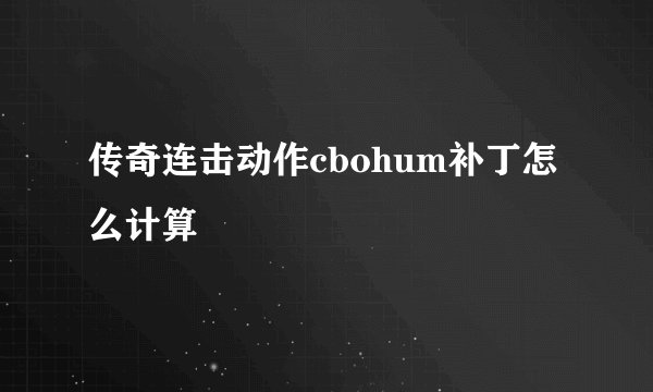 传奇连击动作cbohum补丁怎么计算