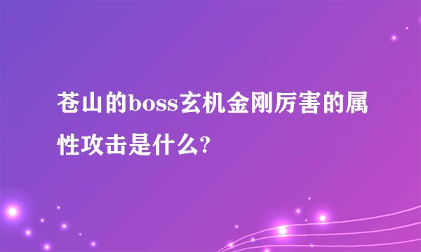 苍山的boss玄机金刚厉害的属性攻击是什么?
