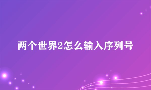 两个世界2怎么输入序列号