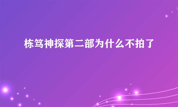 栋笃神探第二部为什么不拍了