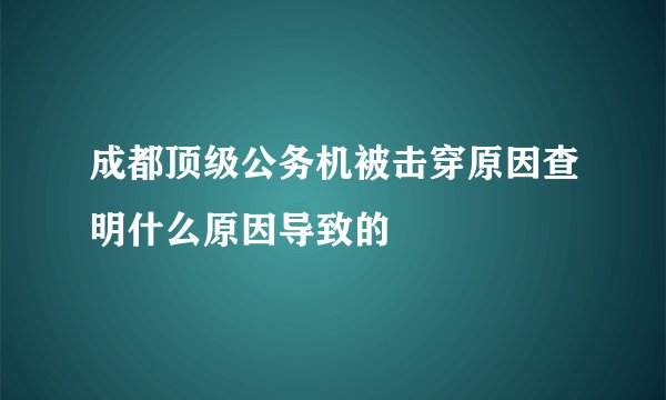 成都顶级公务机被击穿原因查明什么原因导致的