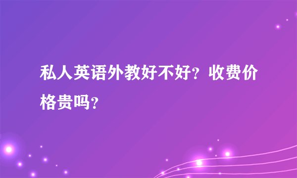 私人英语外教好不好？收费价格贵吗？