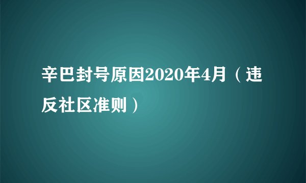 辛巴封号原因2020年4月（违反社区准则）