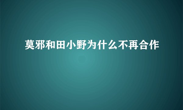 莫邪和田小野为什么不再合作