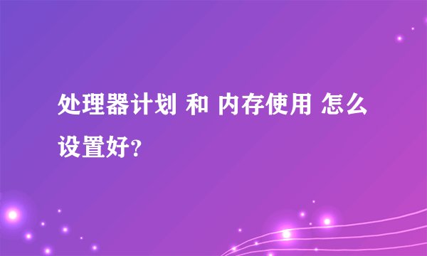 处理器计划 和 内存使用 怎么设置好？