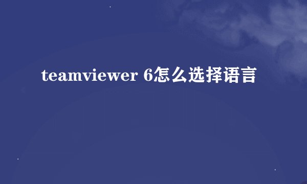 teamviewer 6怎么选择语言