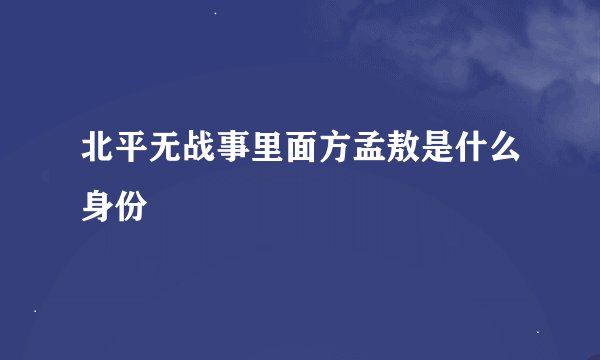 北平无战事里面方孟敖是什么身份