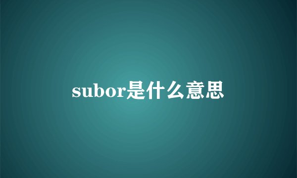 subor是什么意思