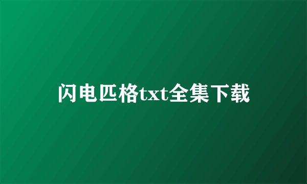 闪电匹格txt全集下载