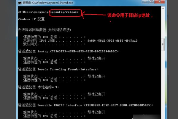 如何释放并重新获得一个IP地址?