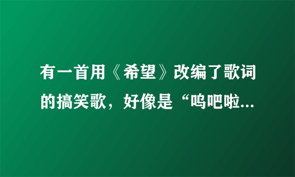 有一首用《希望》改编了歌词的搞笑歌，好像是“呜吧啦呜吧啦呜啦吧啦.....”，求歌名
