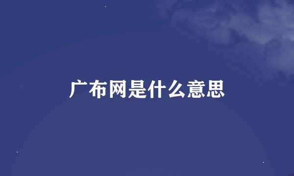 广布网是什么意思