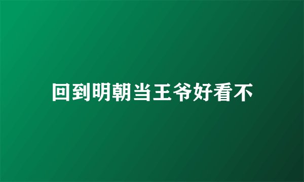 回到明朝当王爷好看不