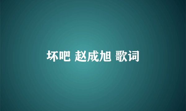 坏吧 赵成旭 歌词