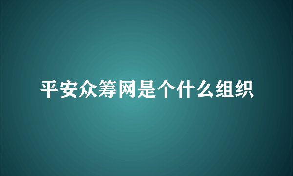 平安众筹网是个什么组织