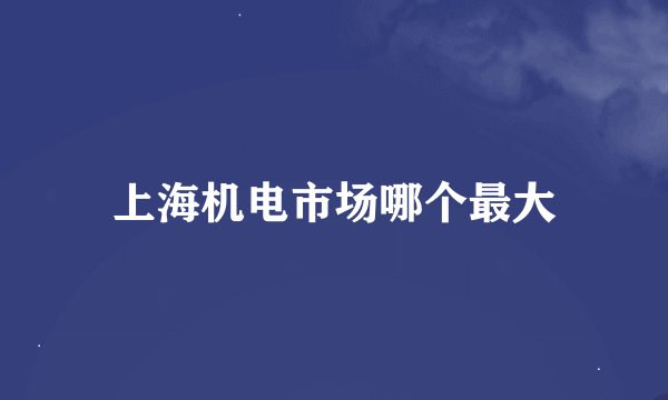 上海机电市场哪个最大