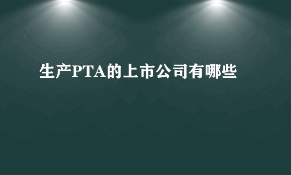 生产PTA的上市公司有哪些