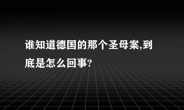 谁知道德国的那个圣母案,到底是怎么回事?